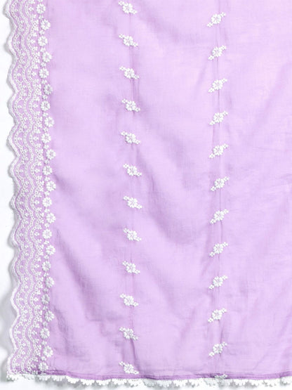 Dhiyona IE Floral Embroidered Thread Work Pure Cotton Kurta with Trousers & With Dupatta