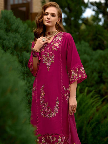 Women Floral Embroidered Panelled Sequinned Kurta with Trousers & With Dupatta