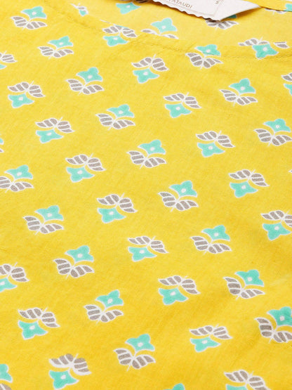 Dhiyona PD Women Women Yellow Printed Cotton Rozana Kurta with Palazzos & With Dupatta