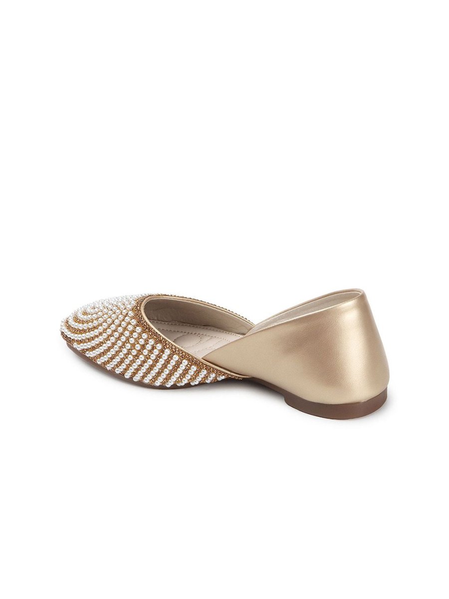 Dhiyona AK Women Leather Embellished Slip-On Ballerinas