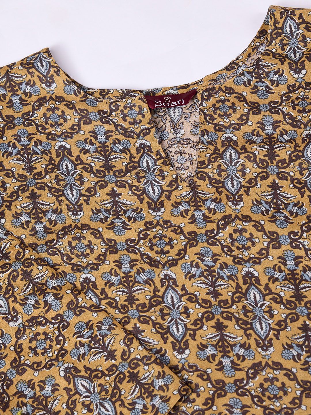 Dhiyona OD  Floral Printed Regular Pure Cotton Kurta with Trousers & Dupatta