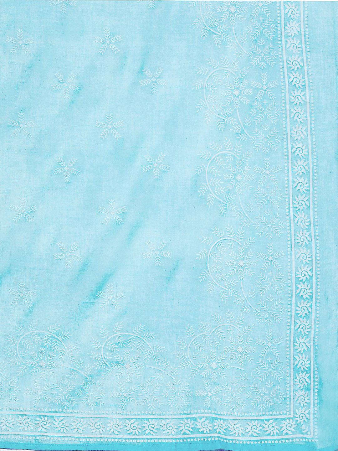 Dhiyona IE Women Turquoise Blue Floral Embroidered Thread Work Kurta with Trousers & With Dupatta