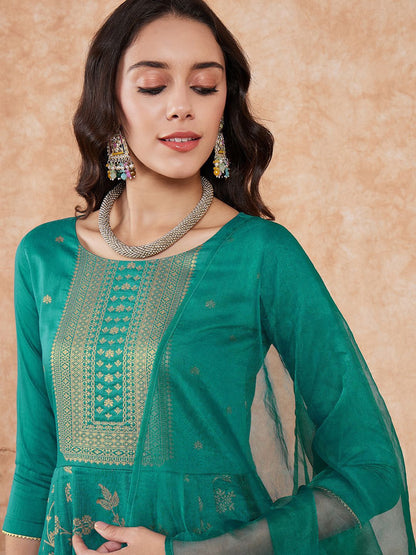 Dhiyona SN Women's Floral Woven Design Kurta with Trousers & Dupatta