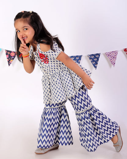 Girls Printed top with sharara set