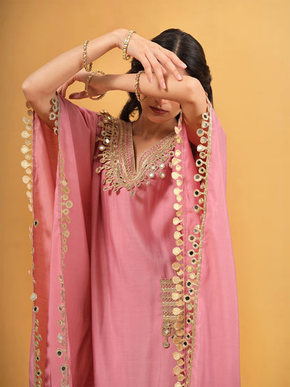 Dhiyona IS Women's Women Yoke Design Regular Mirror Work Kurta with Trousers