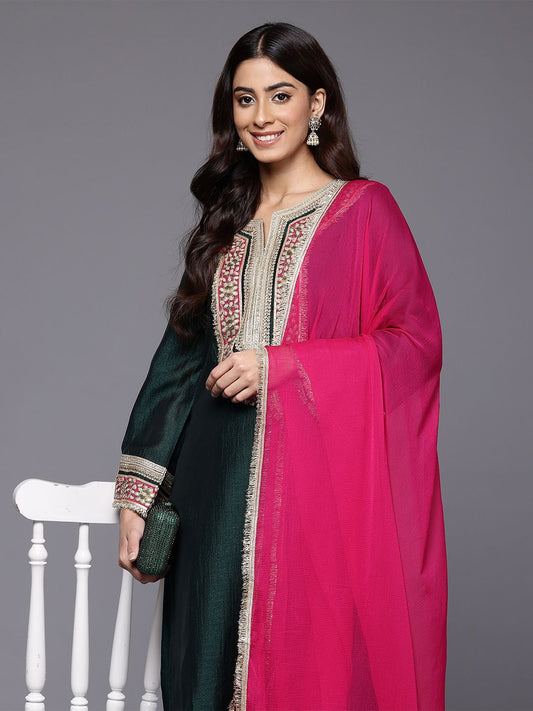 Dhiyona VA Women's Yoke Design Gotta Patti Kurta with Trousers & Dupatta