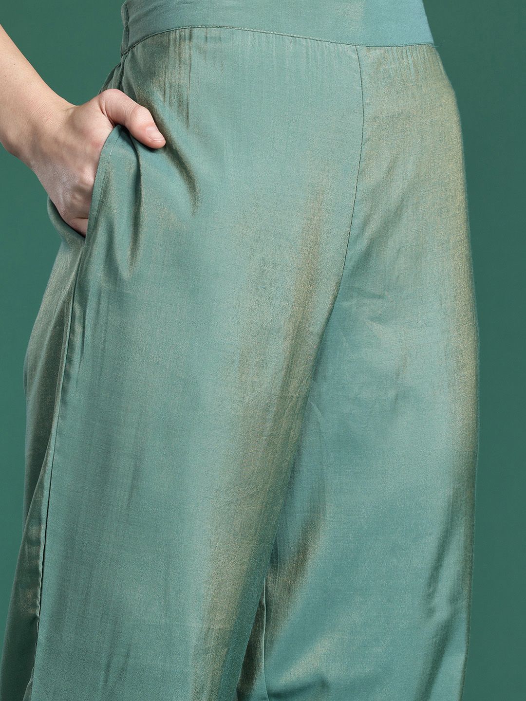 Dhiyona IE Ethnic Motifs Embroidered Gotta Patti Kurta with Trousers & Dupatta