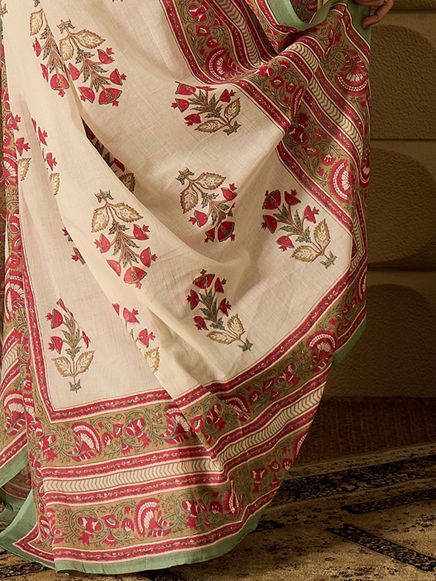 Dhiyona IE Floral Printed Pure Cotton Kurta Straight Kurta With Salwar And Dupatta
