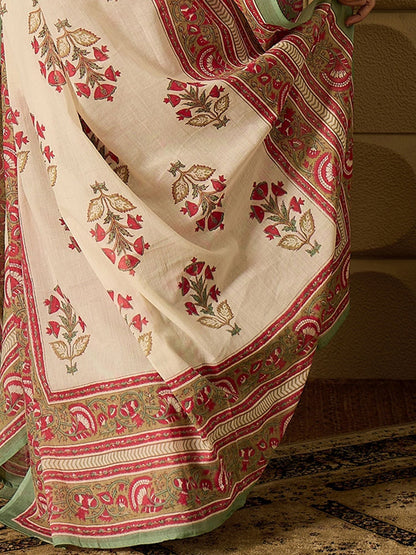 Dhiyona IE Floral Printed Pure Cotton Kurta Straight Kurta With Salwar And Dupatta