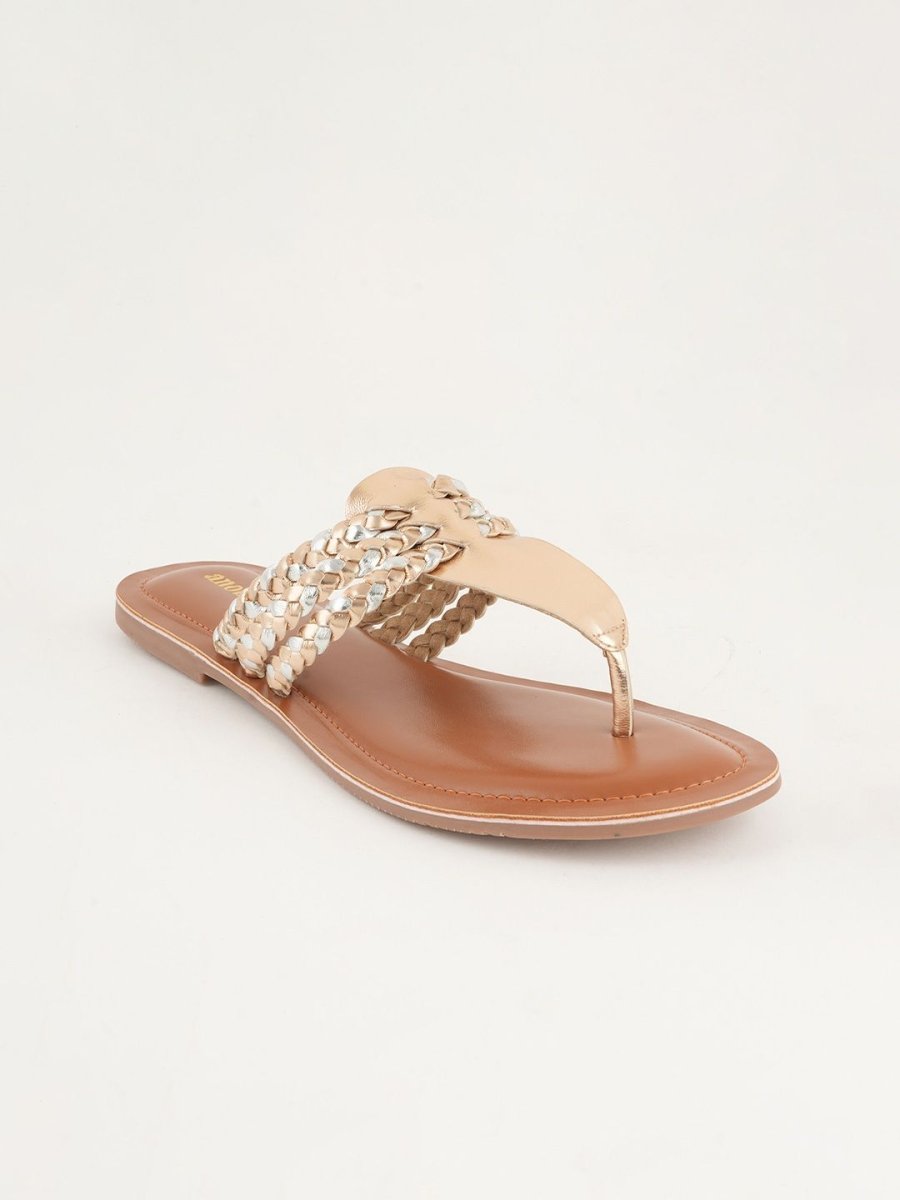 Dhiyona AK Women Woven Design T-Strap Flats