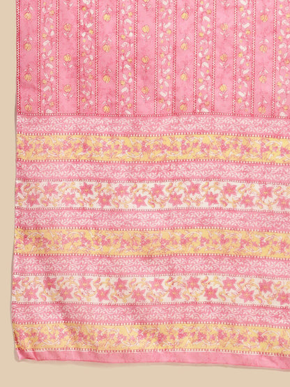 Dhiyona SN Women's Floral Printed Pure-Cotton Straight Kurta With Trouser & Dupatta