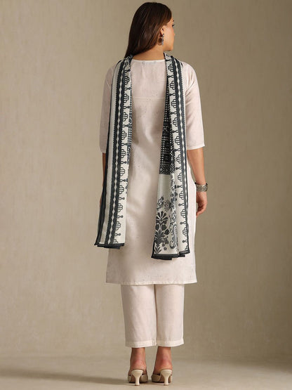 Dhiyona SO Women's Women Ethnic Motifs Printed Sequinned Kurta with Trousers & Dupatta