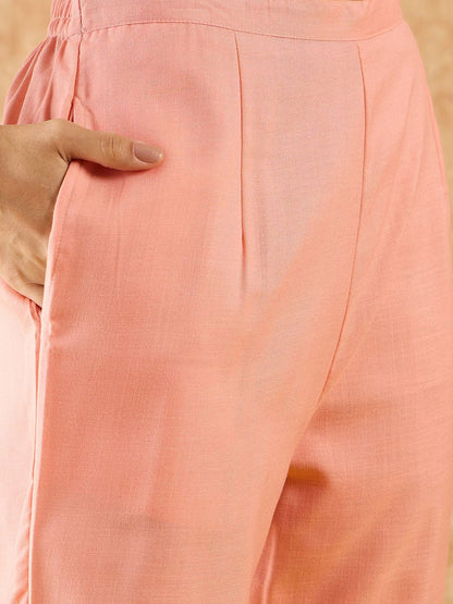 Ethnic Motifs Embroidered Sequinned Straight Kurta With Trousers & Dupatta