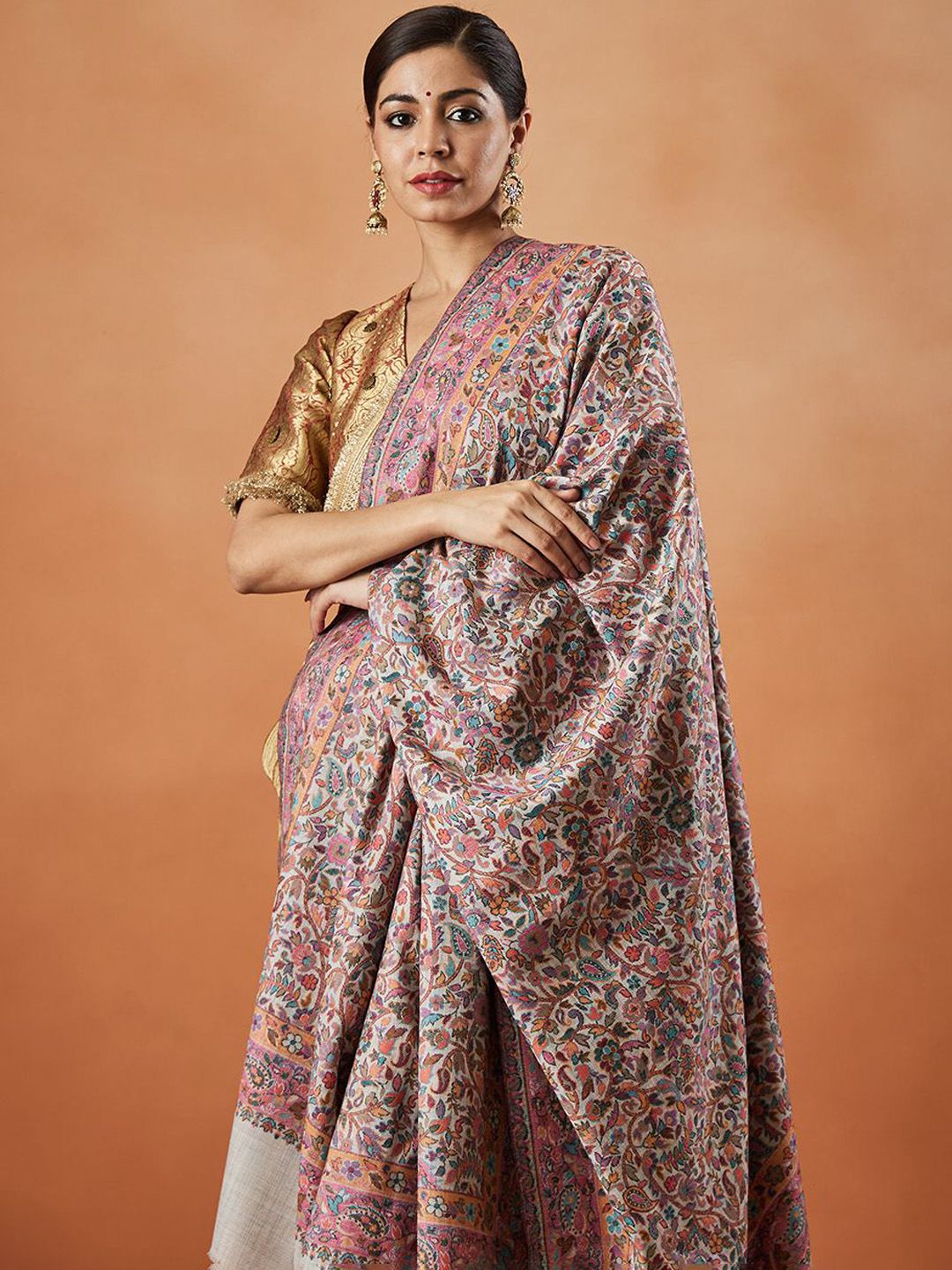 Dhiyona PA Floral Woven Design Fringed Shawl