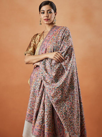 Dhiyona PA Floral Woven Design Fringed Shawl