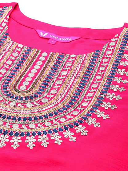Dhiyona VA Women's Yoke Design Regular Sequinned Kurta with Trousers & With Dupatta