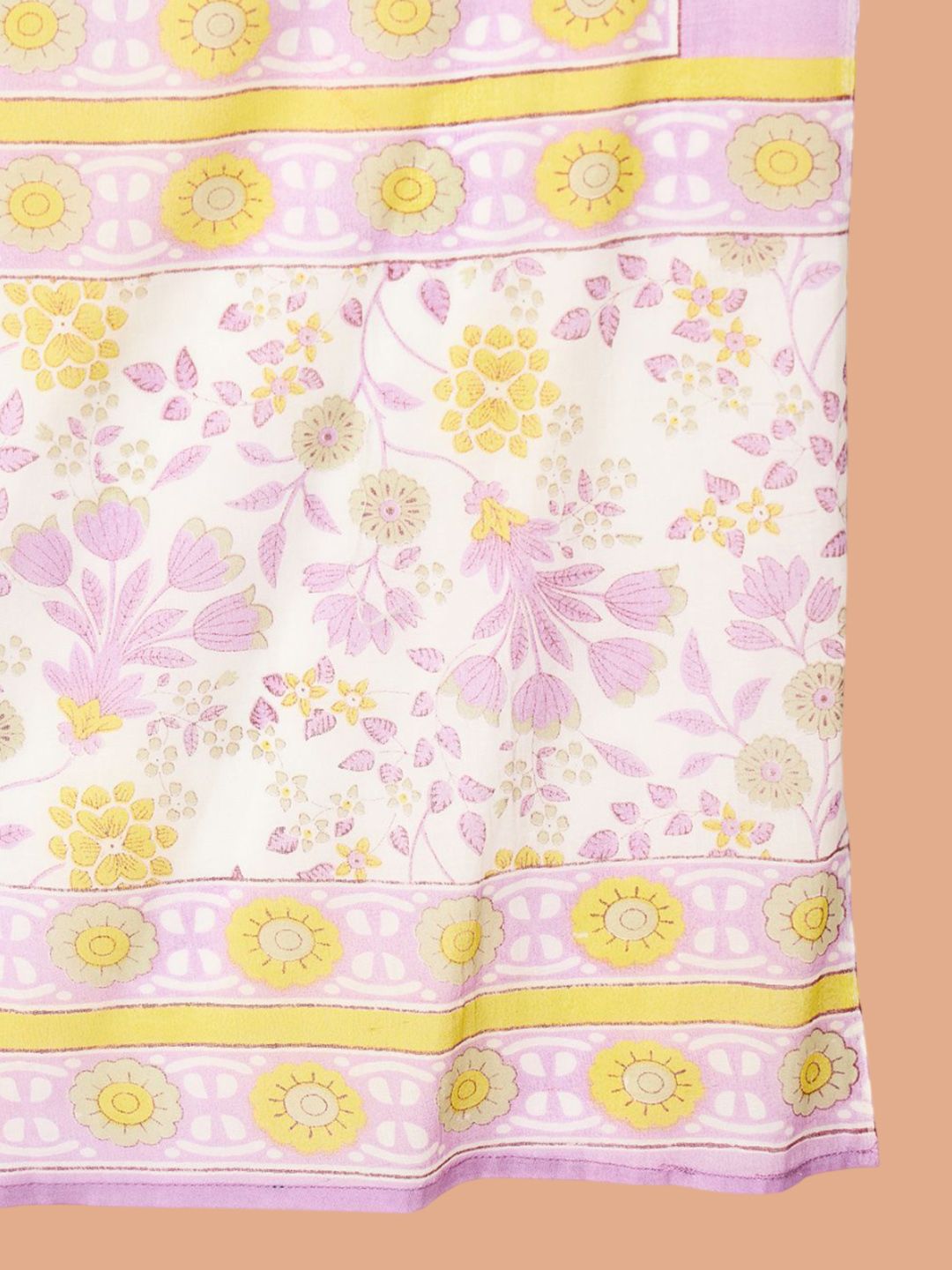 Dhiyona IE Floral Printed Key Hole Neck Pure Cotton Kurta With Trousers & Dupatta