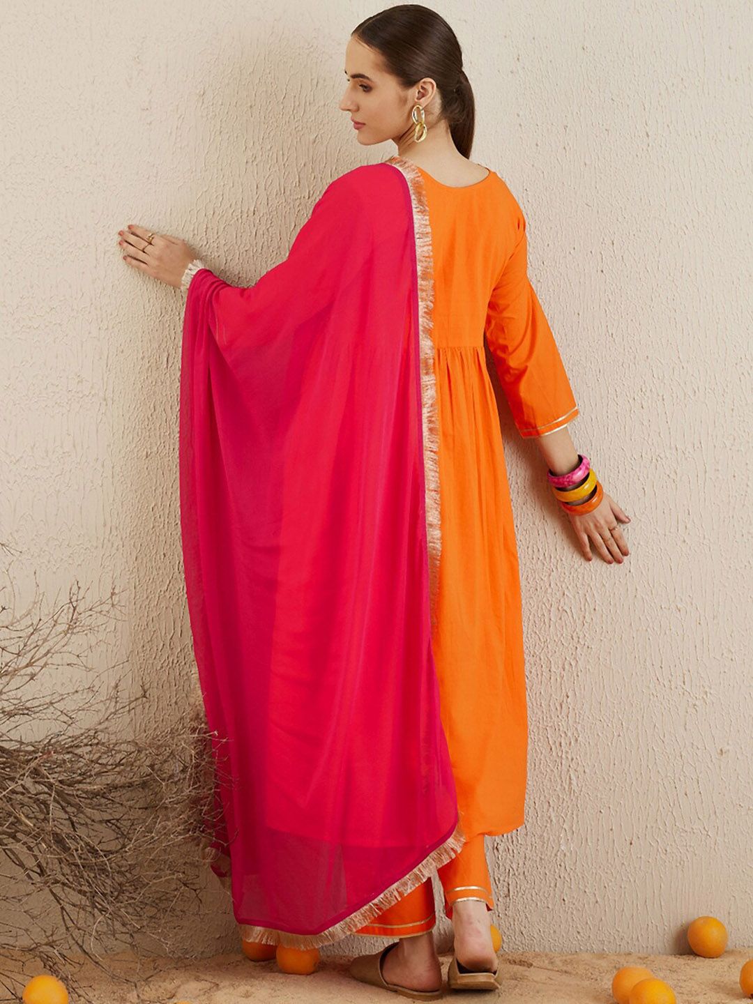 Dhiyona IE V Neck Empire Gotta Patti Pure Cotton Kurta Set
