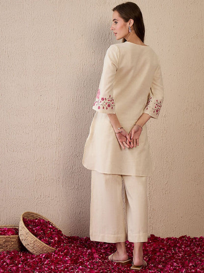 Dhiyona IE Embroidered Straight Kurta Palazzos Set