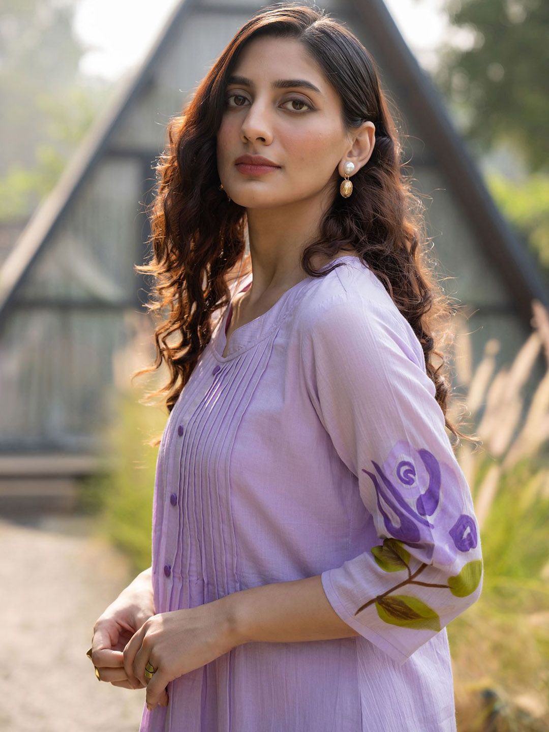 Women Printed Pure Cotton A-Line Kurta with Trouser