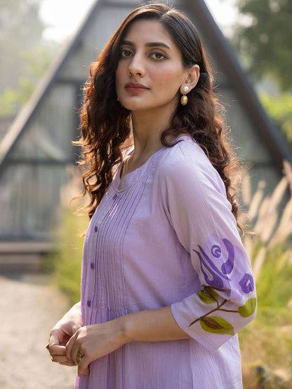 Women Printed Pure Cotton A-Line Kurta with Trouser