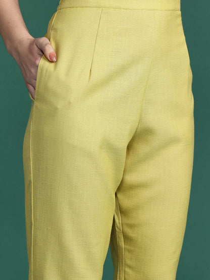 Solid High Low Kurta with Trousers