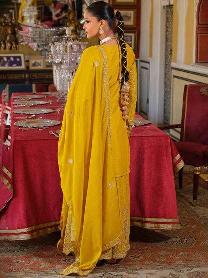 Dhiyona IE Women's Women Ethnic Motifs Embroidered Regular Mirror Work Kurta with Palazzos & Dupatta