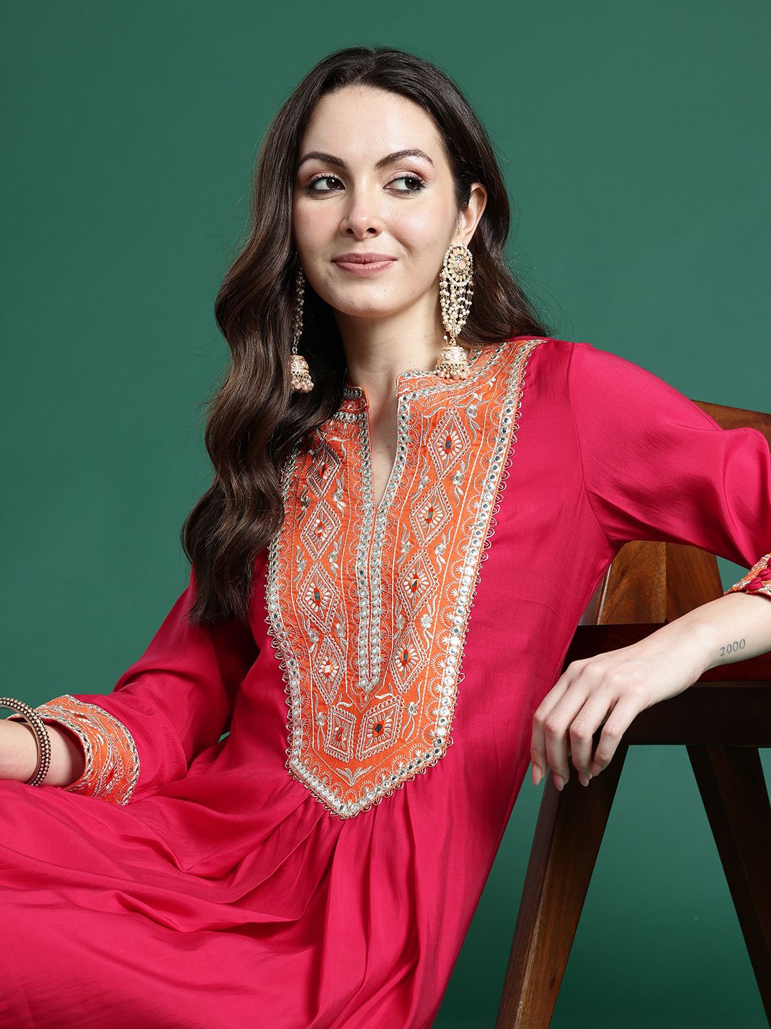 Ethnic Motifs Embroidered Kurta with Trousers