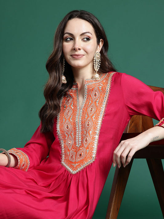Ethnic Motifs Embroidered Kurta with Trousers