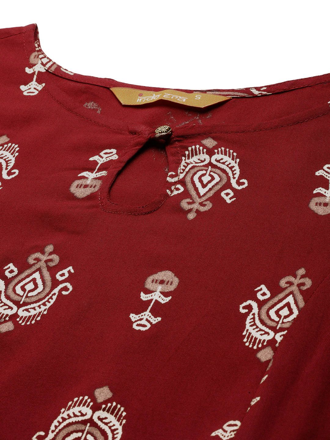 Dhiyona IE Ethnic Motifs Printed Tie-Up Detail A-Line Kurta
