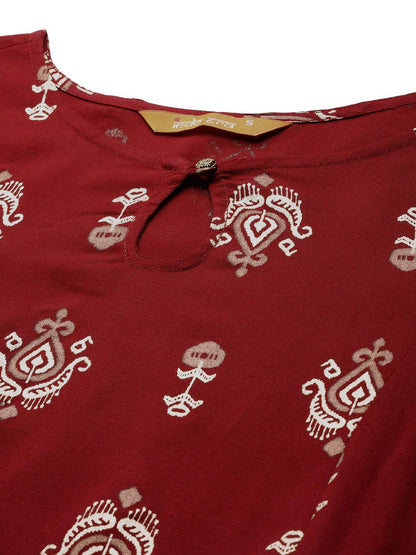 Dhiyona IE Ethnic Motifs Printed Tie-Up Detail A-Line Kurta