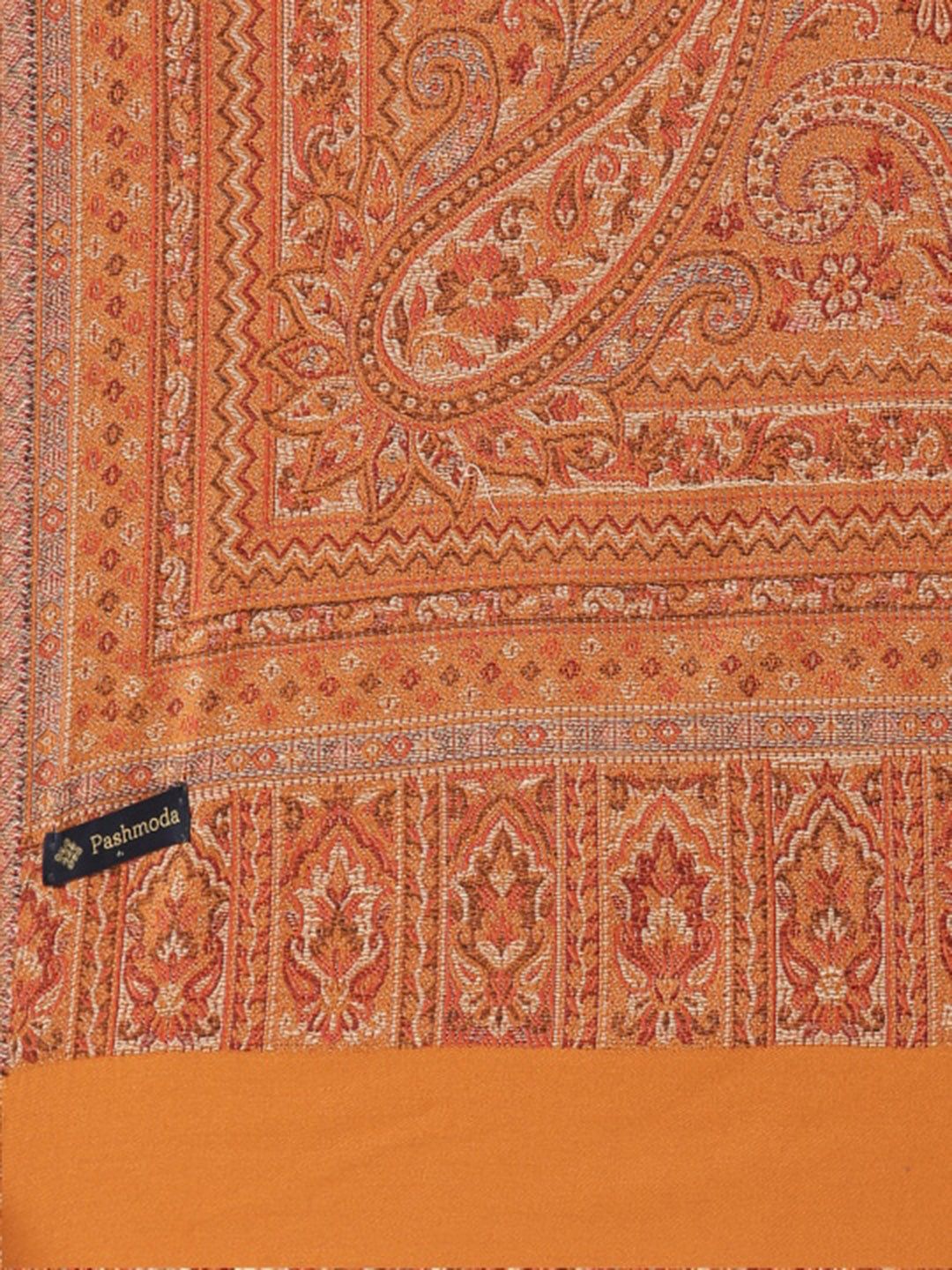 Dhiyona PA Women Mustard Brown Woven Design Wool Jamawar Shawl