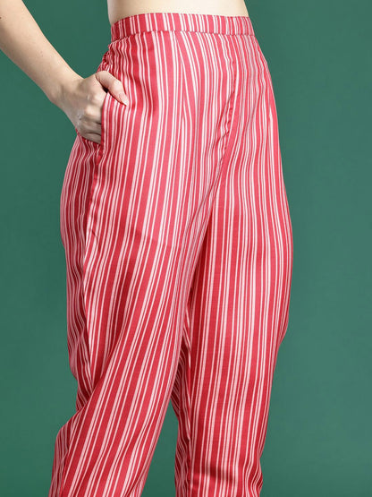 Dhiyona IE Printed V-Neck Tunic With Trousers Co-Ords