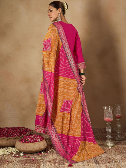 Women Ethnic Motifs Embroidered Empire Kurta with Trousers & Dupatta