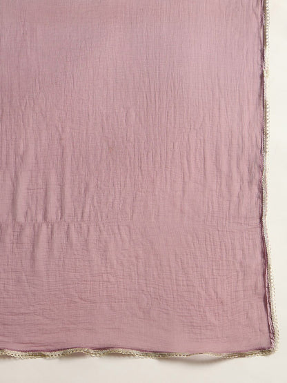 Ethnic Motifs Embroidered Regular Straight Kurta with Trousers & Dupatta