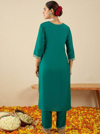 Dhiyona IE Embroidered Top With Trouser Co-Ords