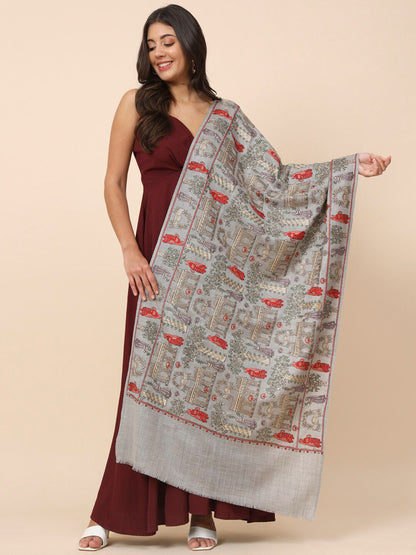Dhiyona PA Ethnic Motifs Embroidered Woolen Shawl
