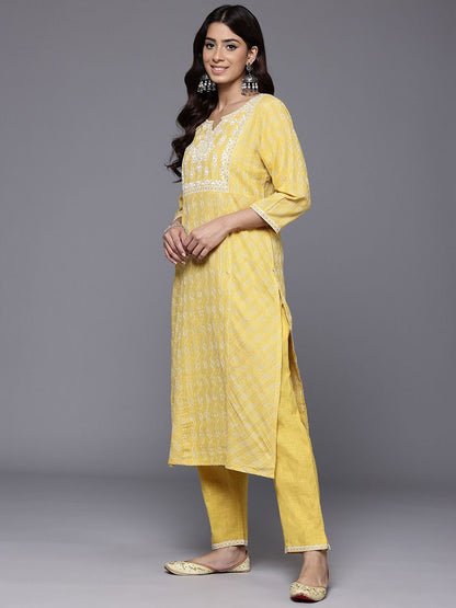 Dhiyona VA Women's Regular Thread Work Kurta with Trousers & With Dupatta