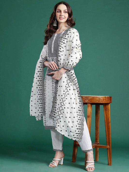 Dhiyona IE Ethnic Motifs Printed Kurta With Trousers & Dupatta