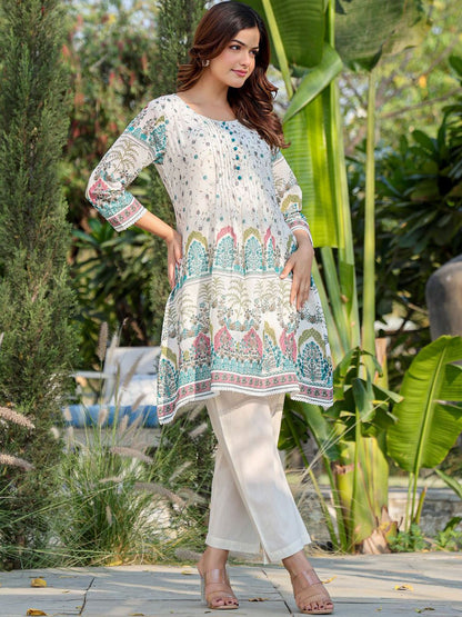 Floral Printed A Line Pure Cotton Kurta With Trousers