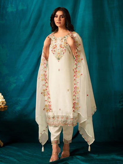 Women Ethnic Motifs Embroidered Regular Kurta with Trousers & With Dupatta