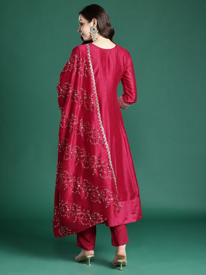 Ethnic Motifs Embroidered Kurta with Trousers & Dupatta