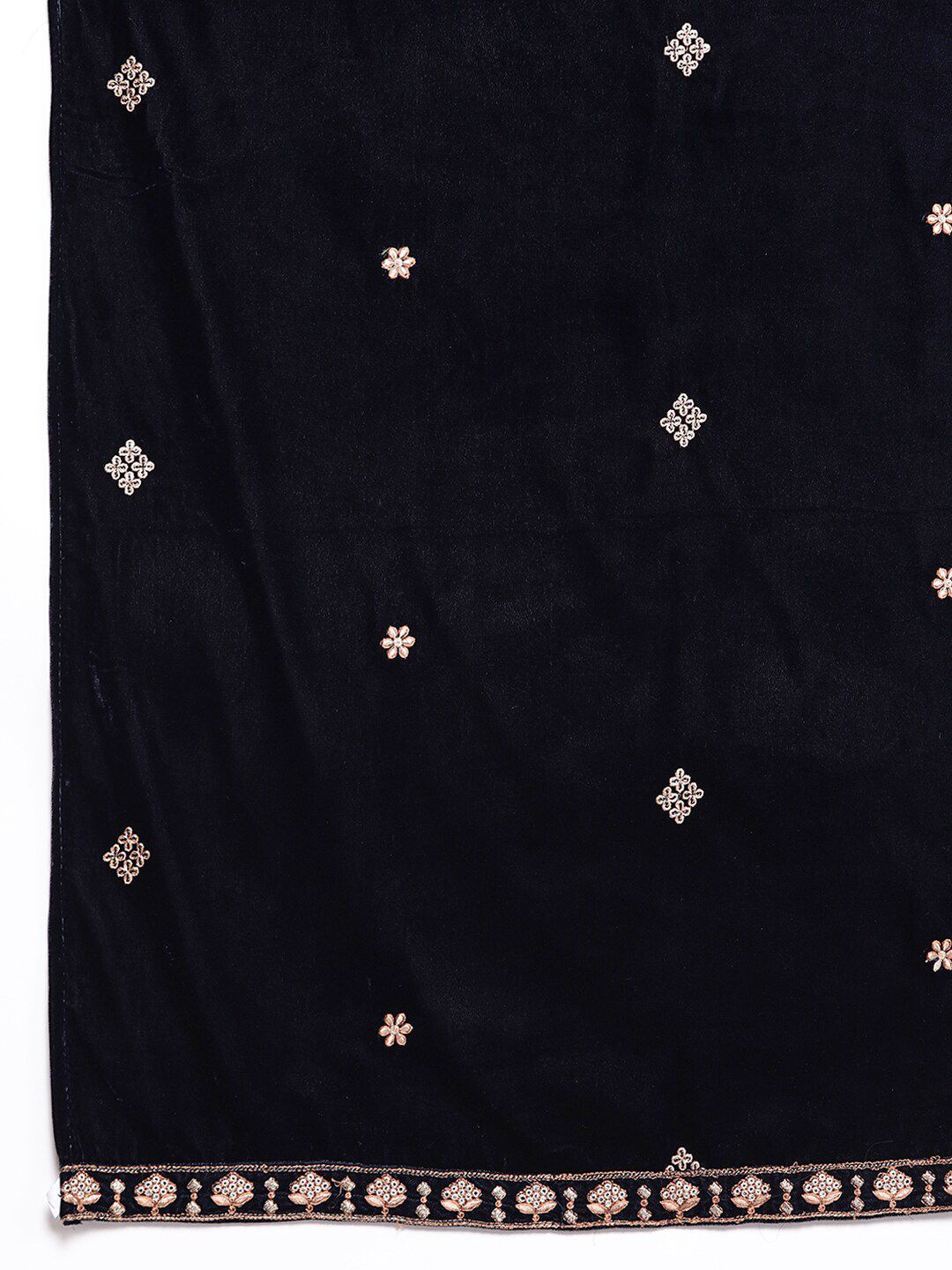 Dhiyona VA Women's Winter Velvet Embroidered Kurta with Trousers & With Dupatta
