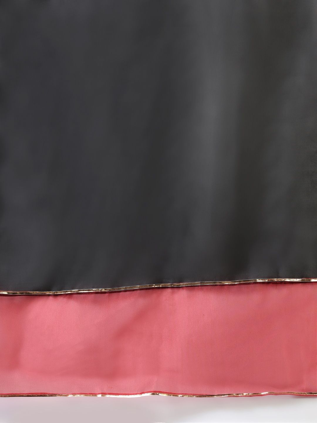 Women Black & Pink Floral Embroidered Kurta with Palazzos & With Dupatta