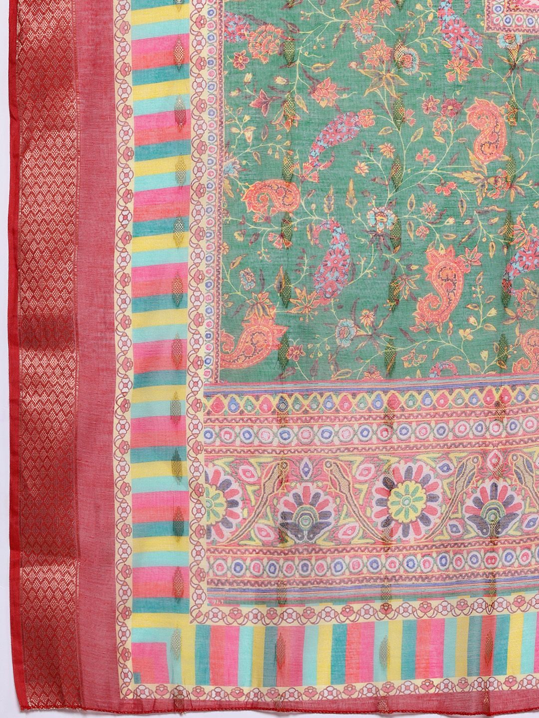 Dhiyona VA Women'sEthnic Motifs Zari Embroidered Mirror Work Kurta With Trousers & Dupatta