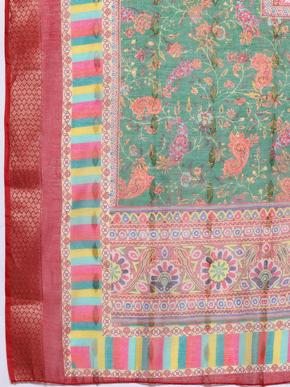 Dhiyona VA Women'sEthnic Motifs Zari Embroidered Mirror Work Kurta With Trousers & Dupatta