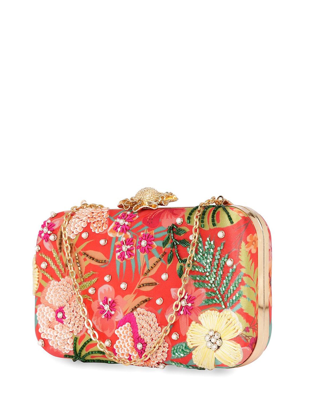Dhiyona NR Floral Embroidered Clutch with Beaded Detail