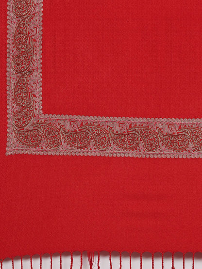 Dhiyona PA Women Red & Beige Aari Embroidered Shawl