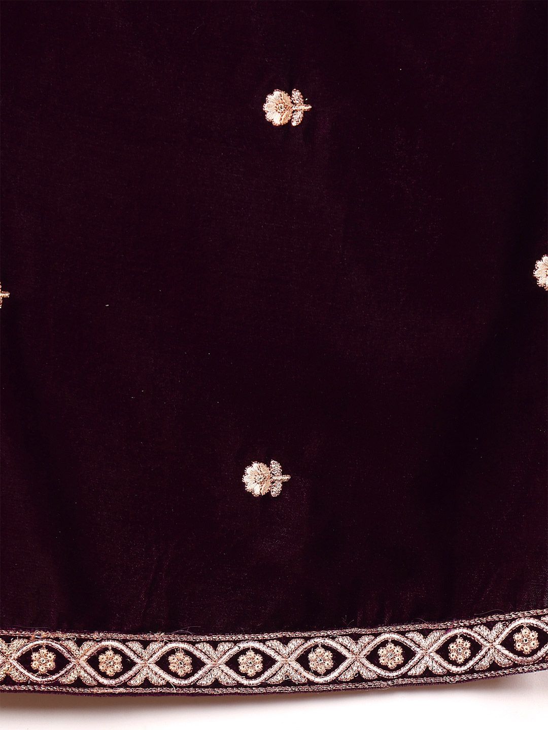 Dhiyona VA Women'sPurple Floral Yoke Design Thread Work Velvet Kurta with Trousers & Dupatta