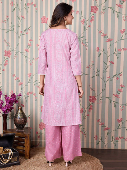 Dhiyona OD  Floral Printed Regular Pure Cotton Kurta with Trousers